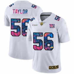 New York Giants 56 Lawrence Taylor Men White Nike Multi Color 2020 NFL Crucial Catch Limited NFL Jersey