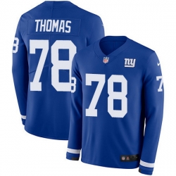 Nike Giants 78 Andrew Thomas Royal Blue Team Color Men Stitched NFL Limited Therma Long Sleeve Jersey