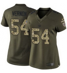 Nike Giants #54 Olivier Vernon Green Womens Stitched NFL Limited Salute to Service Jersey