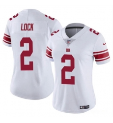 Women New York Giants 2 Drew Lock White Vapor Stitched Jersey