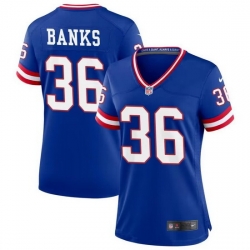 Women New York Giants 36 Deonte Banks Royal Classic Stitched Jersey