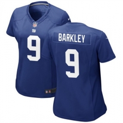 Women New York Giants 9 Matt Barkley Blue Player Stitched Jersey 28Run Small 29