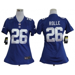 Women Nike New York Giants 26 Antrel Rolle Blue Jerseys