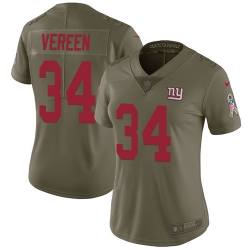 Womens Nike Giants #34 Shane Vereen Olive  Stitched NFL Limited 2017 Salute to Service Jersey