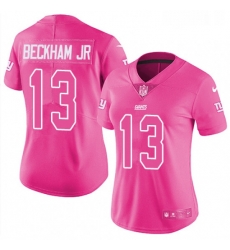 Womens Nike New York Giants 13 Odell Beckham Jr Limited Pink Rush Fashion NFL Jersey