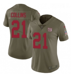 Womens Nike New York Giants 21 Landon Collins Limited Olive 2017 Salute to Service NFL Jersey