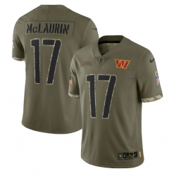 Men Washington Commanders 17 Terry McLaurin Olive 2022 Salute To Service Limited Stitched Jersey