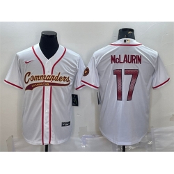 Men Washington Commanders 17 Terry McLaurin White With Patch Cool Base Stitched Baseball Jersey