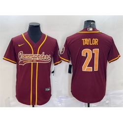 Men Washington Commanders 21 Sean Taylor Burgundy With Patch Cool Base Stitched Baseball Jersey