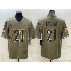 Men Washington Commanders 21 Sean Taylor Olive 2022 Salute To Service Limited Stitched Jersey