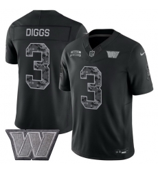 Men Washington Commanders  3 Stefon Diggs Black F U S E  2026 Salute to Service Limited Stitched Football Jersey