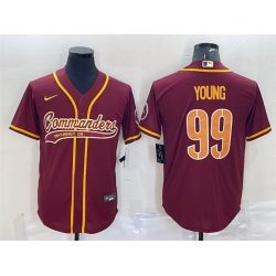 Men Washington Commanders 99 Chase Young Burgundy With Patch Cool Base Stitched Baseball Jersey