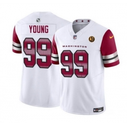 Men Washington Commanders 99 Chase Young White 2023 F U S E  With John Madden Patch Vapor Limited Stitched Football Jersey