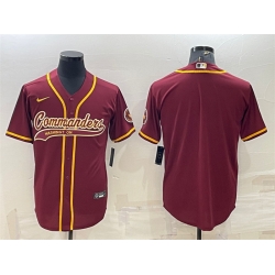 Men Washington Commanders Blank Burgundy With Patch Cool Base Stitched Baseball Jersey
