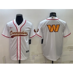 Men Washington Commanders White Team Big Logo With Patch Cool Base Stitched Baseball Jersey