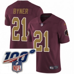 Mens Nike Washington Redskins 21 Earnest Byner Burgundy RedGold Number Alternate 80TH Anniversary Vapor Untouchable Limited Stitched 100th anniversary Neck