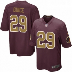 Mens Nike Washington Redskins 29 Derrius Guice Game Burgundy RedGold Number Alternate 80TH Anniversary NFL Jersey