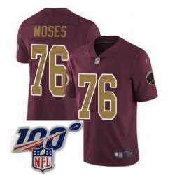 Mens Nike Washington Redskins 76 Morgan Moses Burgundy RedGold Number Alternate 80TH Anniversary Vapor Untouchable Limited Stitched 100th anniversary Neck 