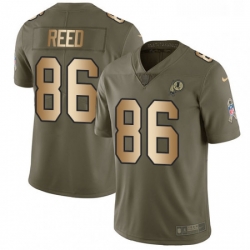 Mens Nike Washington Redskins 86 Jordan Reed Limited OliveGold 2017 Salute to Service NFL Jersey