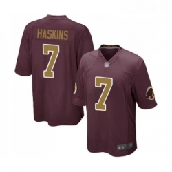 Mens Washington Redskins 7 Dwayne Haskins Game Burgundy Red Gold Number Alternate 80TH Anniversary Football Jersey