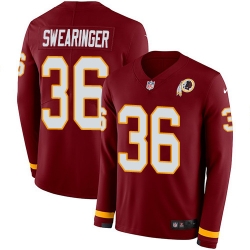 Nike Redskins #36 D J  Swearinger Burgundy Red Team Color Men Stitched NFL Limited Therma Long Sleeve Jersey