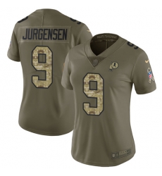 Nike Redskins #9 Sonny Jurgensen Olive Camo Womens Stitched NFL Limited 2017 Salute to Service Jersey