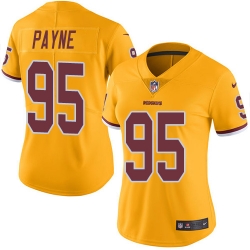 Nike Redskins #95 Da Ron Payne Gold Womens Stitched NFL Limited Rush Jersey