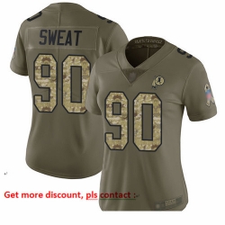 Redskins 90 Montez Sweat Olive Camo Women Stitched Football Limited 2017 Salute to Service Jersey