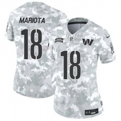 Women Washington Commanders 18 Marcus Mariota 2024 F U S E Arctic Camo Salute To Service