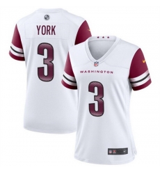 Women Washington Commanders 3 Cade York White Stitched Jersey