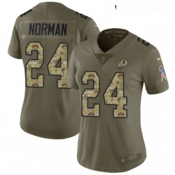 Womens Nike Washington Redskins 24 Josh Norman Limited OliveCamo 2017 Salute to Service NFL Jersey