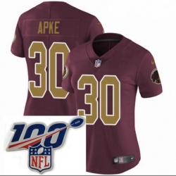 Womens Nike Washington Redskins 30 Troy Apke Burgundy RedGold Number Alternate 80TH Anniversary Vapor Untouchable Limited Stitched 100th anniversary Neck P