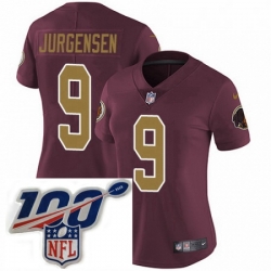 Womens Nike Washington Redskins 9 Sonny Jurgensen Burgundy RedGold Number Alternate 80TH Anniversary Vapor Untouchable Limited Stitched 100th anniversary N