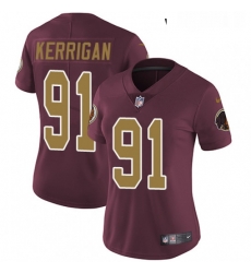 Womens Nike Washington Redskins 91 Ryan Kerrigan Elite Burgundy RedGold Number Alternate 80TH Anniversary NFL Jersey