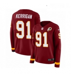 Womens Nike Washington Redskins 91 Ryan Kerrigan Limited Burgundy Therma Long Sleeve NFL Jersey