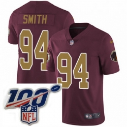 Youth Nike Washington Redskins 94 Preston Smith Burgundy RedGold Number Alternate 80TH Anniversary Vapor Untouchable Limited Stitched 100th anniversary Nec