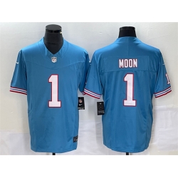 Men Tennessee Titans 1 Warren Moon Light Blue 2023 F U S E  Vapor Limited Throwback Stitched Football Jersey