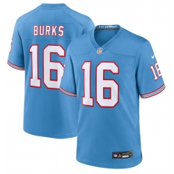Men Tennessee Titans 16 Treylon Burks Light Blue Throwback Player Stitched Game Jersey