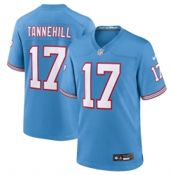 Men Tennessee Titans 17 Ryan Tannehill Light Blue Throwback Player Stitched Game Jersey