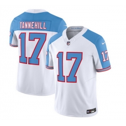Men Tennessee Titans 17 Ryan Tannehill White Blue 2023 F U S E  Vapor Limited Throwback Stitched Football Jersey