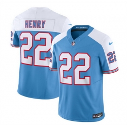 Men Tennessee Titans 22 Derrick Henry Blue White 2023 F U S E  Vapor Limited Throwback Stitched Football Jersey