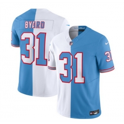Men Tennessee Titans 31 Kevin Byard White Blue 2023 F U S E  Split Vapor Limited Throwback Stitched Football Jersey