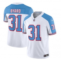 Men Tennessee Titans 31 Kevin Byard White Blue 2023 F U S E  Vapor Limited Throwback Stitched Football Jersey