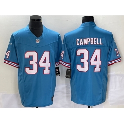 Men Tennessee Titans 34 Earl Campbell Light Blue 2023 F U S E  Vapor Limited Throwback Stitched Football Jersey