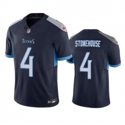 Men Tennessee Titans 4 Ryan Stonehouse Navy 2023 F U S E  Vapor Limited Stitched Football Jersey