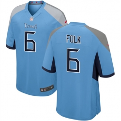 Men Tennessee Titans 6 Nick Folk Light Blue Stitched Game Football Jersey