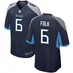 Men Tennessee Titans 6 Nick Folk Navy Stitched Game Football Jersey