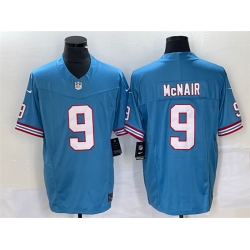 Men Tennessee Titans 9 Steve McNair Light Blue 2023 F U S E  Vapor Limited Throwback Stitched Football Jersey