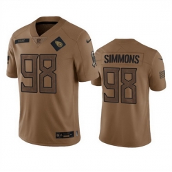 Men Tennessee Titans 98 Jeffery Simmons 2023 Brown Salute To Service Stitched Football Jersey