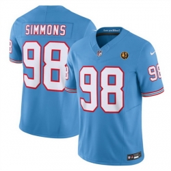 Men Tennessee Titans 98 Jeffery Simmons Blue 2023 F U S E  Throwback With John Madden Patch Vapor Limited Stitched Football Jersey